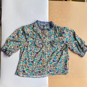 Wit & Wisdom Blue and Green Floral Top